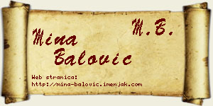 Mina Balović vizit kartica